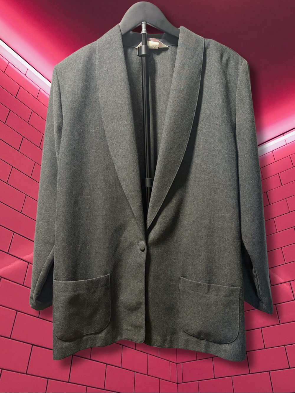 Susan Michaels Vintage Gray Oversized Lightweight Blazer | L